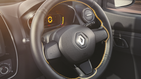 Kwid Steering wheel cover - Black & Orange